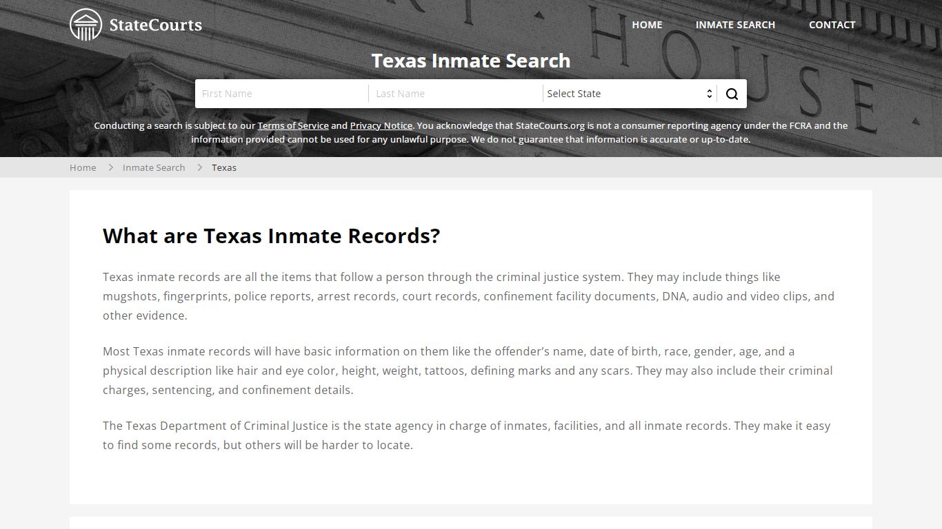 Texas Inmate Search, Prison and Jail Information - StateCourts